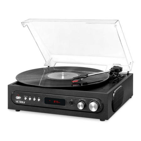 Victrola All-in-1 Bluetooth Record Player with Built in Speakers and 3-Speed Turntable Black (VTA-65-BLK) (Certified