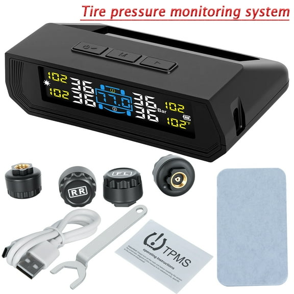 TPMS Sensors Set of 4 | External Tire Pressure Sensors Pack of 4 | Tire Monitoring System for SUV, Truck & Autos | Auto-Dim Bright LCD Display 0-72.5PSI | Prevent Blowouts, Flats & Drive Safely!