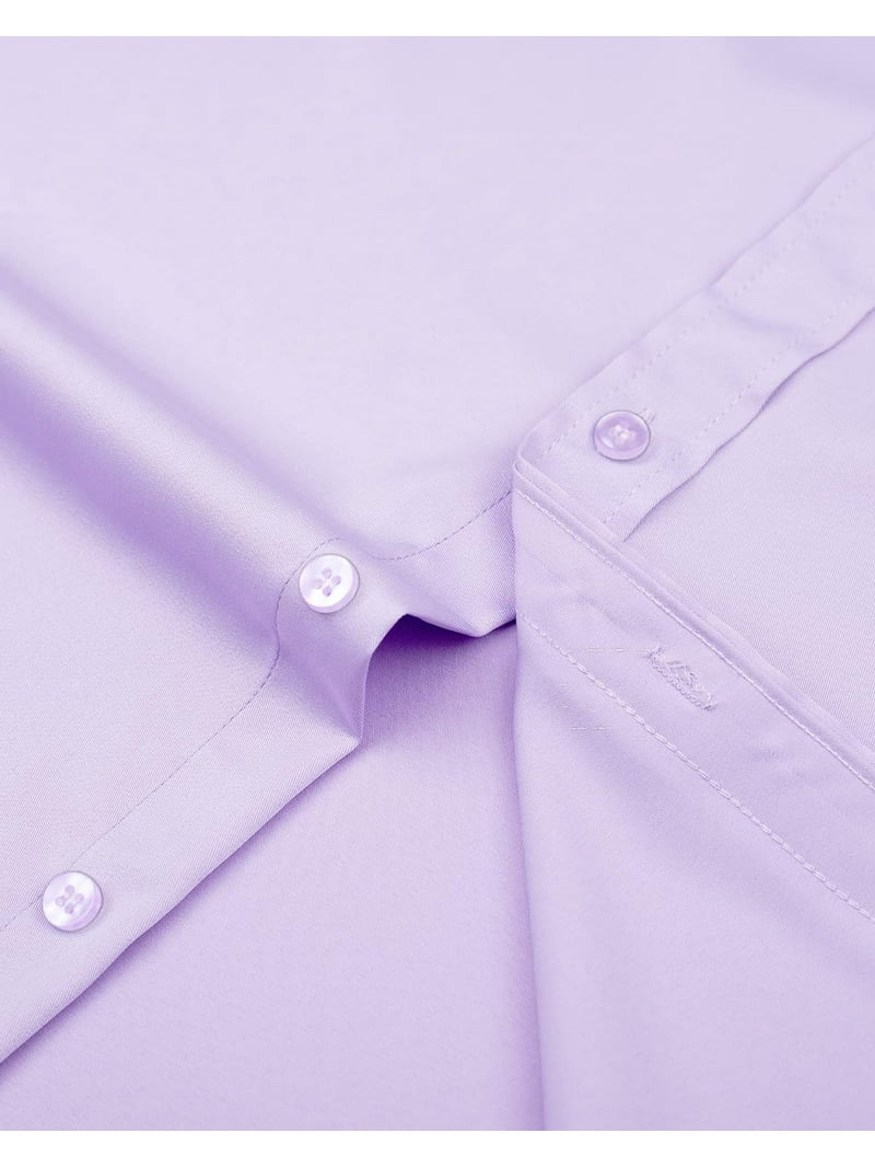 BBIBBI Men's Long Sleeve Dress Shirt - Wrinkle Free, Button Down, Formal & Business Casual (Lilac, 4X-Large)