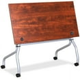 thumbnail image 3 of Lorell Cherry Flip Top Training Table Rectangle Top - Four Leg Base - 4 Legs - 23.60" Table Top Width x 60" Table Top Depth - 29.50" Height x 59" Width x 23.63" Depth - Assembly Required - Cherry - Ny, 3 of 7