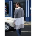 thumbnail image 2 of Womens Boho Open Front Cardigan Colorblock Long Sleeve Loose Knit Lightweight Sweaters, Grey, Medium, 2 of 4