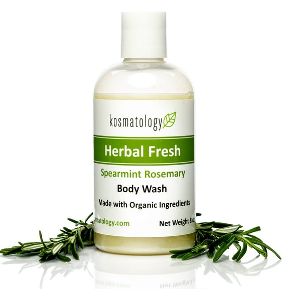 kosmatology® Spearmint Rosemary Organic Body Wash | Moisturizing Body Cleanse | Nourishing, Clean Ingredients, Infused with Spearmint and Rosemary Essential Oils | 8 fl oz