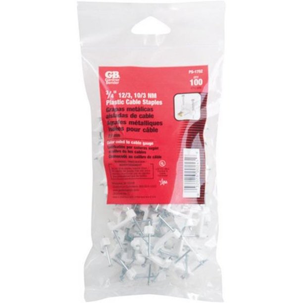 GB PS175ZN 0.75 in. Plastic Romex Staple