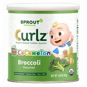 CoComelon Sprout Organics Toddler Snacks, Organic Broccoli Curlz, 1.48 oz Canister