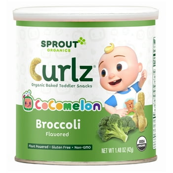 CoComelon Sprout s Toddler Snacks,  Broccoli Curlz, 1.48 oz Canister