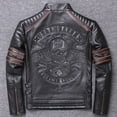 thumbnail image 1 of CC Shop.Brand skull cowhide coat.Y2K black slim genuine leather jacket,Rider leather cloth.Chaqueta de cuero esqueleto, 1 of 4