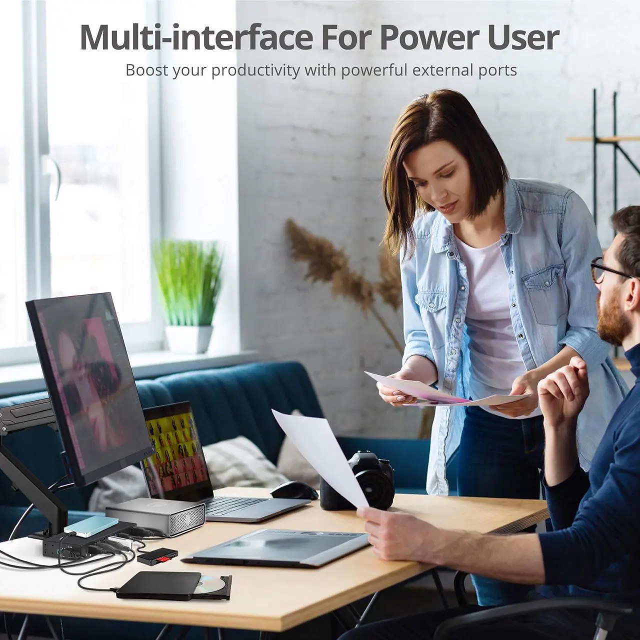 Industrial Powered USB C & USB 3.1 Hub, Splitter, 10 Port, Powered Multiport Hub Expander for Desktop, Laptop, Tablets, Cellphone, External HD, Keyboard and Mouse