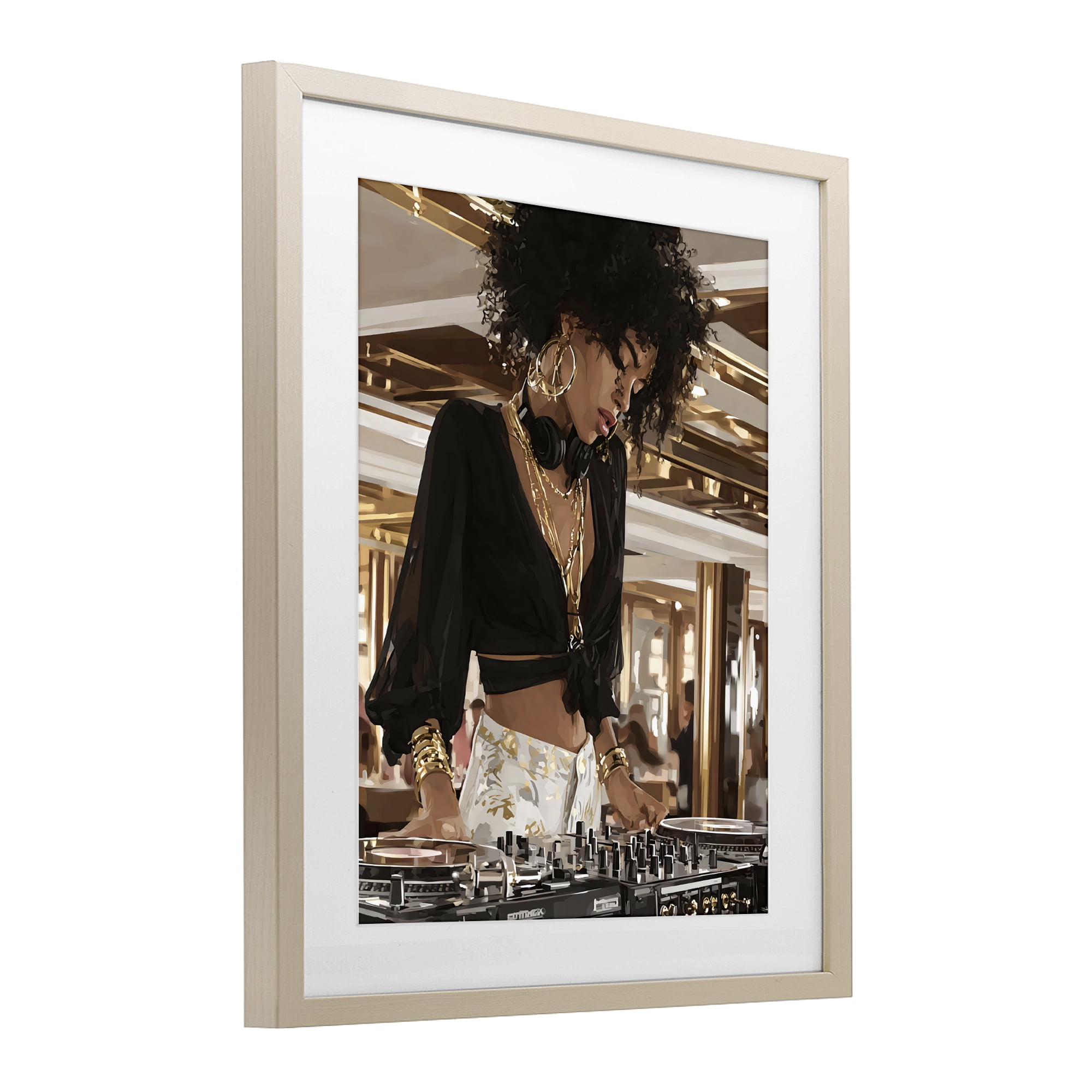 Stupell Industries Woman Of Music Live DJ Birch Framed Print Under Glass, design by Franklyn Gregory