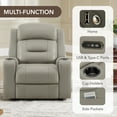 thumbnail image 4 of Spruce & Spring Lay-Flat Genuine Leather Power Recliner Chair with Headrest, Gray, 4 of 8