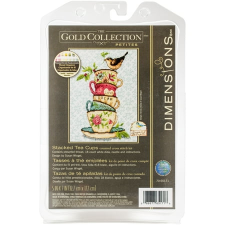 UPC: 0088677651718 | Dimensions/Susan Winget Counted Cross Stitch Kit 5 X7 -Tea Cups (18 Count)