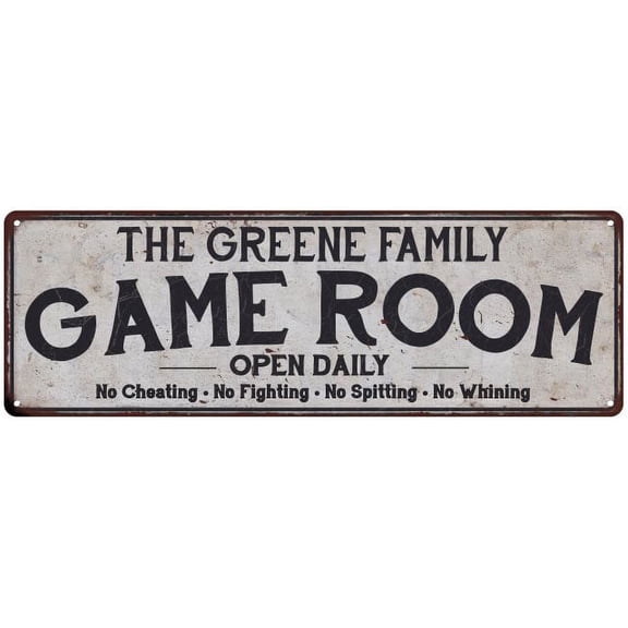 THE GREENE FAMILY Game Room Country Metal 6x18 Sign 106180042428