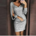 thumbnail image 2 of Sequined Shining Women's Casual Mini Dress Long Sleeved Solid Stitching Club Wear Sexy Elegant Comfortable Stylish Party Outfit, 2 of 2