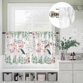 thumbnail image 3 of Pink Flamingo Green Leaf Flower Curtain Tier and Valance Set 3 Piece, Tropical Animal Plant Theme 3-inch Rod Pocket Window Tier Curtains Valance for Kitchen Living Room, 3 of 9