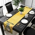 thumbnail image 5 of Sunflowers Gnomes Table Runner Cotton Linen 120 Inch Holiday Dresser Scarves, Summer Yellow Floral Leaf Plant Tablerunner for Kitchen Coffee Dining Bedroom Living Room Dinner Scarf Décor 13''x120'', 5 of 9