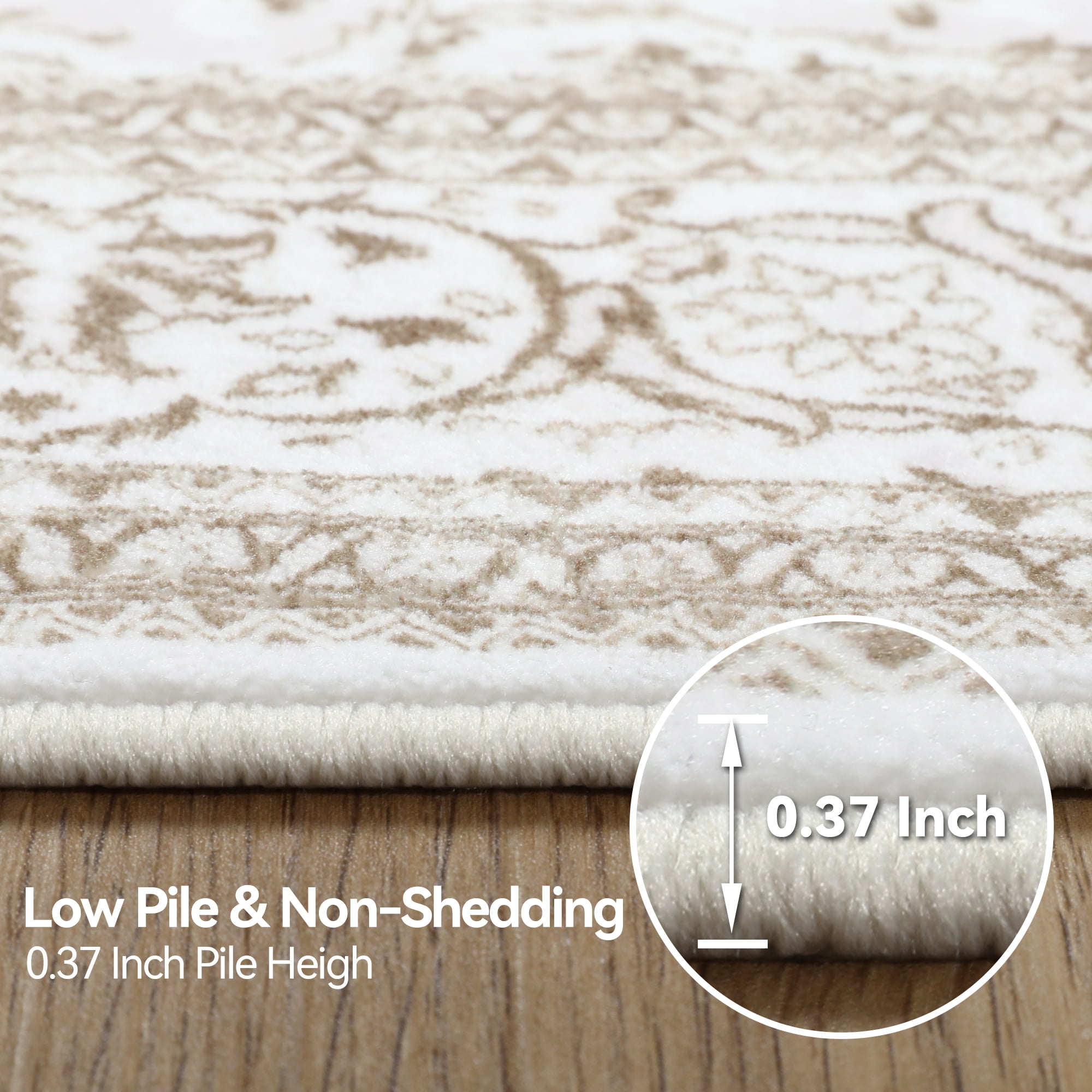 Lalado 5ft x 8ft Area Rugs for Living Room Washable Rugs Boho Floral Carpet Soft Low Pile Non-Slip Rug for Bedroom Dining Room Indoor Vintage Home Decor, Brown