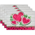 thumbnail image 1 of Watermelon Placemat for Table Dining Set of 4，Tropical Fruit Heat Resistant Washable Table Mats,White Daisy Table Dining Mat for Seasonal Party Kitchen Decor, 1 of 6
