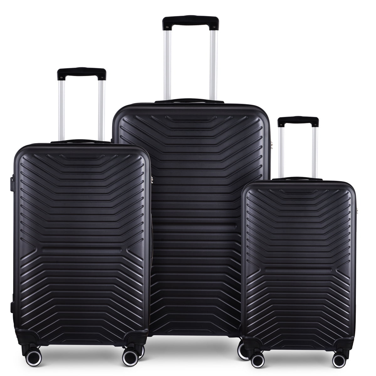 Aoibox Black 3-Pieces Hardshell Luggage Sets Spinner Suitcase with TSA Lock Lightweight 20 in. 24 in. 28 in.