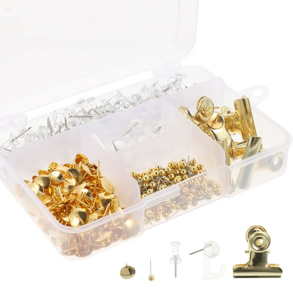 SOPOTUTU 1Jgo Clips Metálicos Dorados Para Oficina Y Hogar Con Chinchetas Decorativas Y Sujetapapeles Funcionales