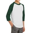 thumbnail image 4 of Mafoose Youth 3/4 Sleeves Colorblock Raglan Baseball Soft Jersey White/ Forest YT200 L, 4 of 5