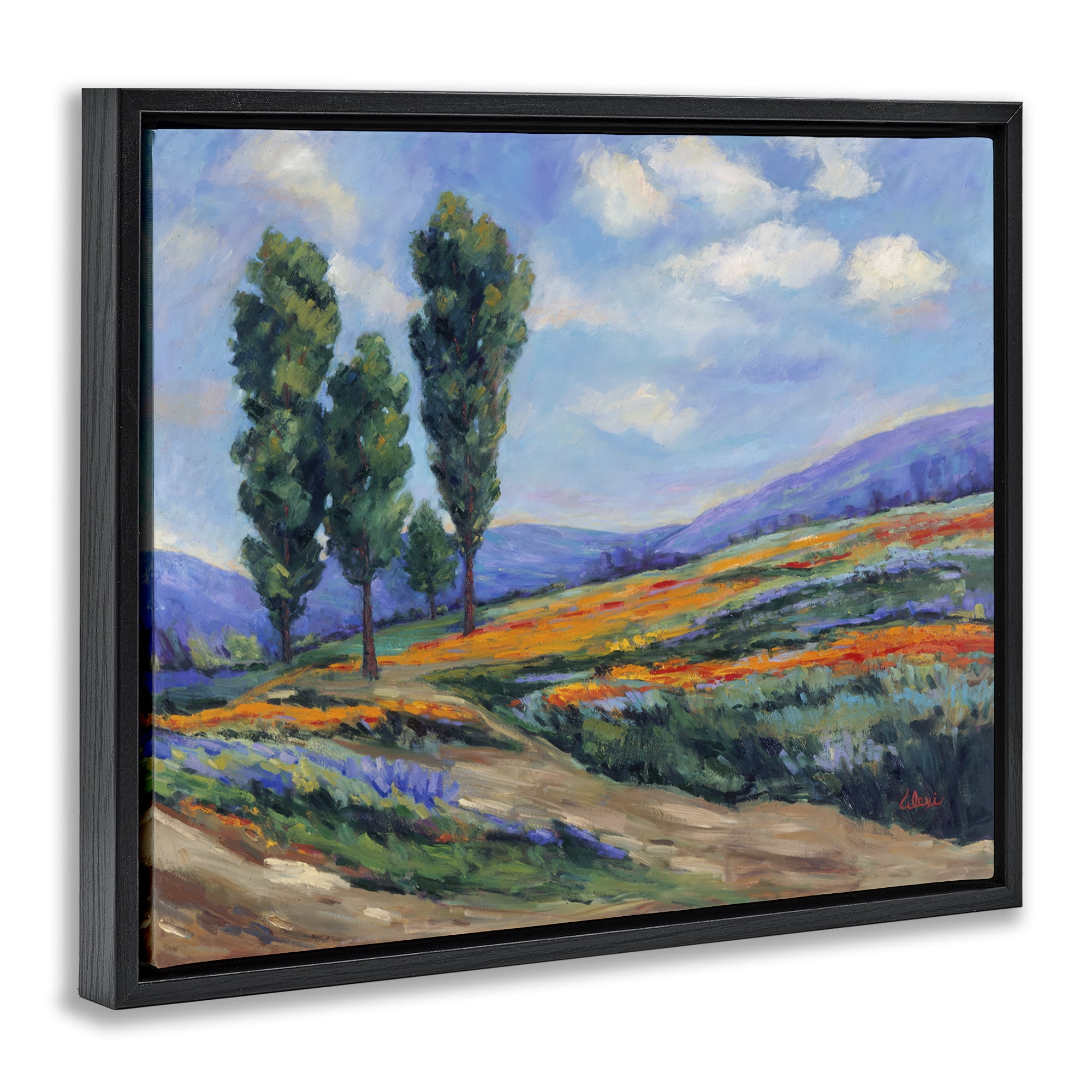 Stupell Industries Rolling Hills Traditional Landscape Landscape & Nature Painting Black Floater Framed Canvas Art Print Wall Art, 21 x 17