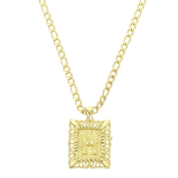 Uxcell 20" Initial Letter Pendant Necklace for Men Women, Capital Alphabet H, Gold