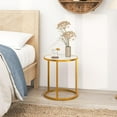 thumbnail image 2 of 2PCS 16''x16'' Modern Round End Table Side Table with Marble Top, Golden Metal Frame, Gold, 2 of 5