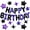 Black Purple Set, variant on Blue Green 16 Inch Happy Birthday Balloons Banner Set Foil Letters Decorations