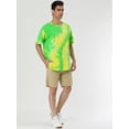 thumbnail image 4 of Unique Bargains Men's Summer Tie Dye Tee Tops Short Sleeves Hip Hop Printed T-Shirt M Green Yellow, 4 of 6