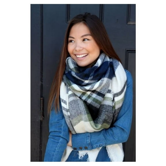Panache Accessories Long Scarf Scarves Fringe Edge 56"x56" Acrylic Cream/Navy