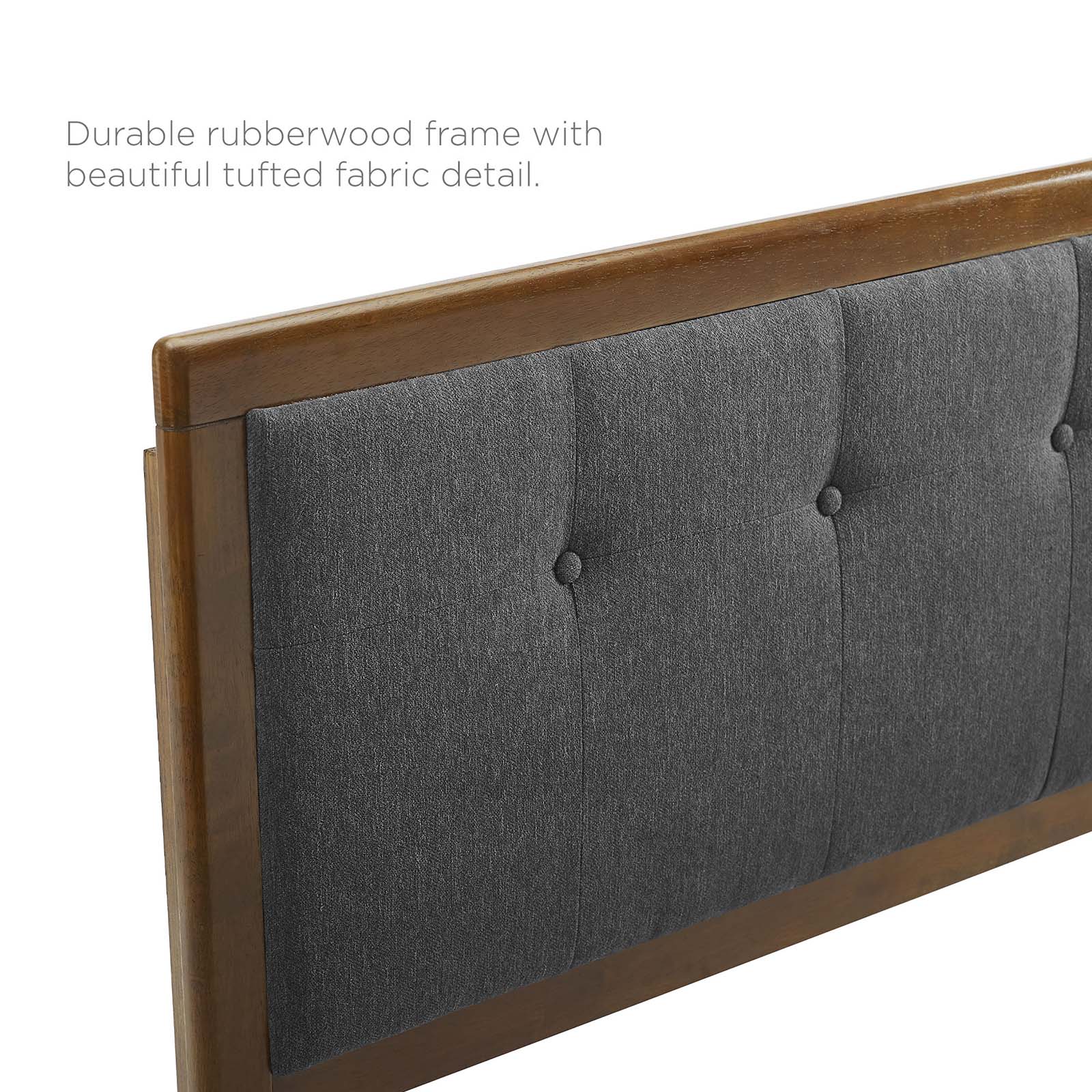 Tufted Headboard, Queen Size, Wood, Fabric, Brown Walnut Grey Gray, Modern Contemporary Urban Design, Bedroom Master Guest Suite