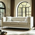 thumbnail image 2 of Velvet Sofa Couch for 3-4 Persons, 83" Mid-Century Modern Couch with Gold Metal Legs, Chesterfield Sofa 3 Seater Sectional Couches, Large Load Sofa Couch for Living Room Office Hotel Beige, 2 of 7