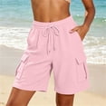 thumbnail image 2 of biudgviw Women's Sweat Shorts with Multi Pockets Drawstring Elastic Waist Cargo Shorts Comfy Textured Baggy Shorts for Gym Workout, 2 of 7