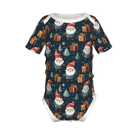 

Junzan Cute Santa Claus Gift Print Short-Sleeve Baby Climbing Clothes Bodysuits for Infant One-Piece for Baby Boys & Girls Baby Clothes Baby Romper with Snap Closure-6 Months