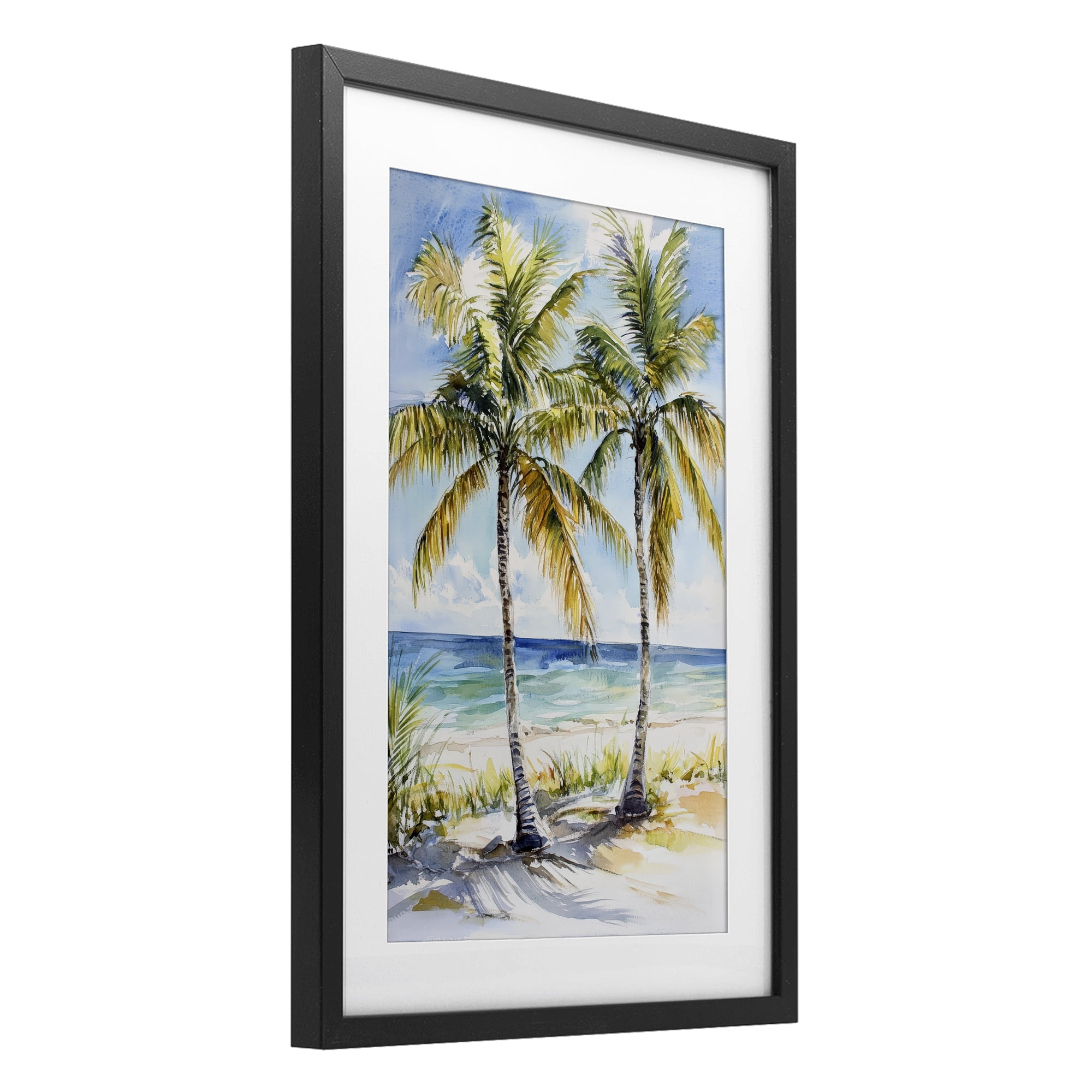 Stupell Industries Sandy Palms Duo Ocean View Black Framed Print Under Glass, design by Petal Prints Design