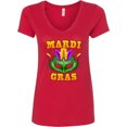 thumbnail image 3 of Inktastic Mardi Gras with Green Masquerade Mask Women's V-Neck T-Shirt, 3 of 5