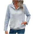 thumbnail image 3 of UVEASISHA Sweatshirts for Women,Womens Color Block Sweatshirt Casual Long Sleeve Henley Button V Neck Pullover Top with Pocket 2024 Trendy Fall Outfits Prime Big Deal Days,Light Blue,M, 3 of 4