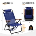 thumbnail image 5 of Ktaxon 13" Aluminum Backpack Beach Chair,  Portable with Adjustable Straps, 3-Position Reclining, Cup Holder, Lightweight for Beach Camping Picnic, Navy Blue, 5 of 7