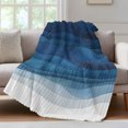 thumbnail image 4 of Navy Blue Ombre Throw Blanket, Flannel Fleece Blanket with Striped Design for Couch, Modern Moire Gradient Watercolor Soft Breathable All Season Plush Blankets for Sofa Chair Travel 32"x48", 4 of 9