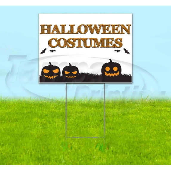 Halloween Costumes V9 Pumpkin Sketch Orange (18" x 24") Yard Sign, Includes Metal Step Stake