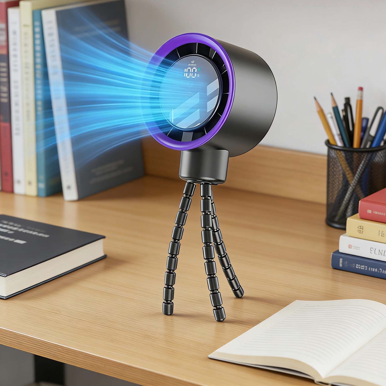 Travel-Friendly Oscillating Stroller Fan with Flexible Mount, Rechargeable 100-Speed Portable Fan, Safe Quiet Outdoor Cooling Fan for Stroller, Crib, Car Seat and Travel