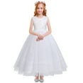 thumbnail image 5 of IBTOM CASTLE White First Communion Dresses for Girls Lace Flower Wedding Bridesmaid Pageant Birthday Baptism Party Formal Maxi Tulle Gown 7-8 Years White - Sleeveless, 5 of 8