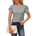 thumbnail image 3 of Bellella T-Shirt Femme Col Rond Été Manches Courtes Pull Tunique Décontractée Gris TG, 3 of 5