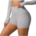 thumbnail image 2 of Babcutegg Yoga Shorts for Women Regular Fit Straight Leg Side Pockets Activitive Wear High Waist Womens Summer Shorts Gray Size XL, 2 of 9