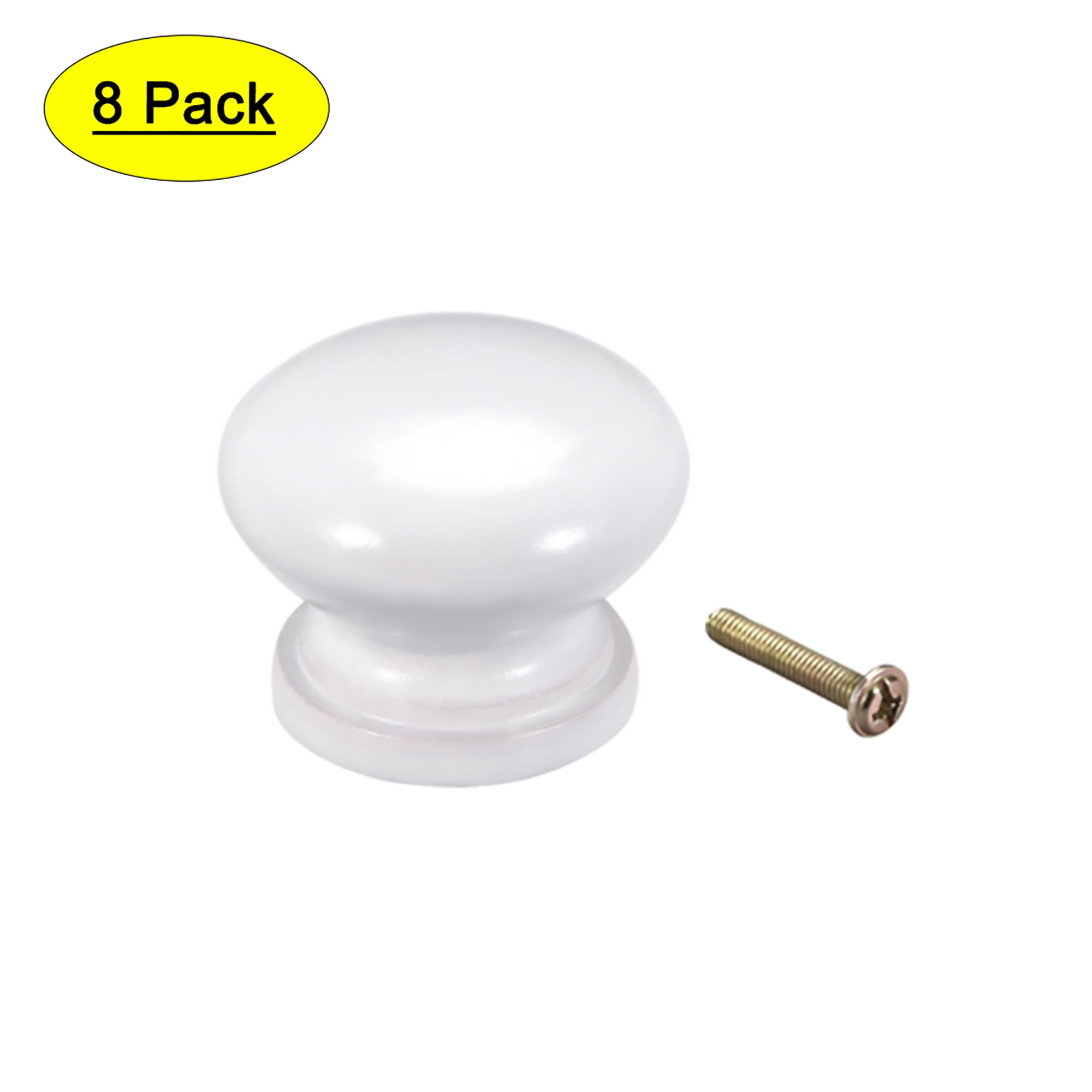 28mm Dia Round Pull Knobs Furniture Bedroom White 8Pack