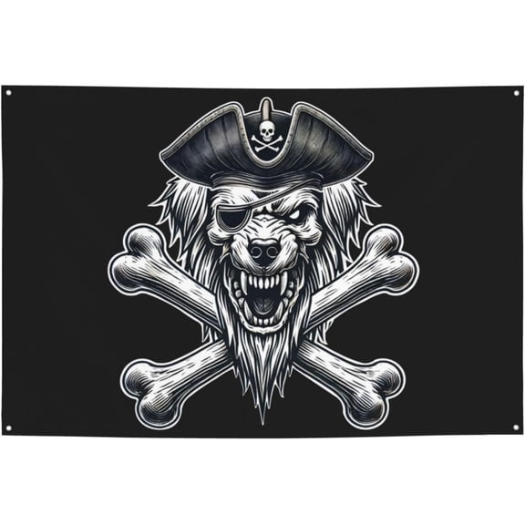 Dogs Pirate Flag 4x6 Ft Animal Pirate Flags for Home Outdoor Indoor Garden Home Decoration Banner