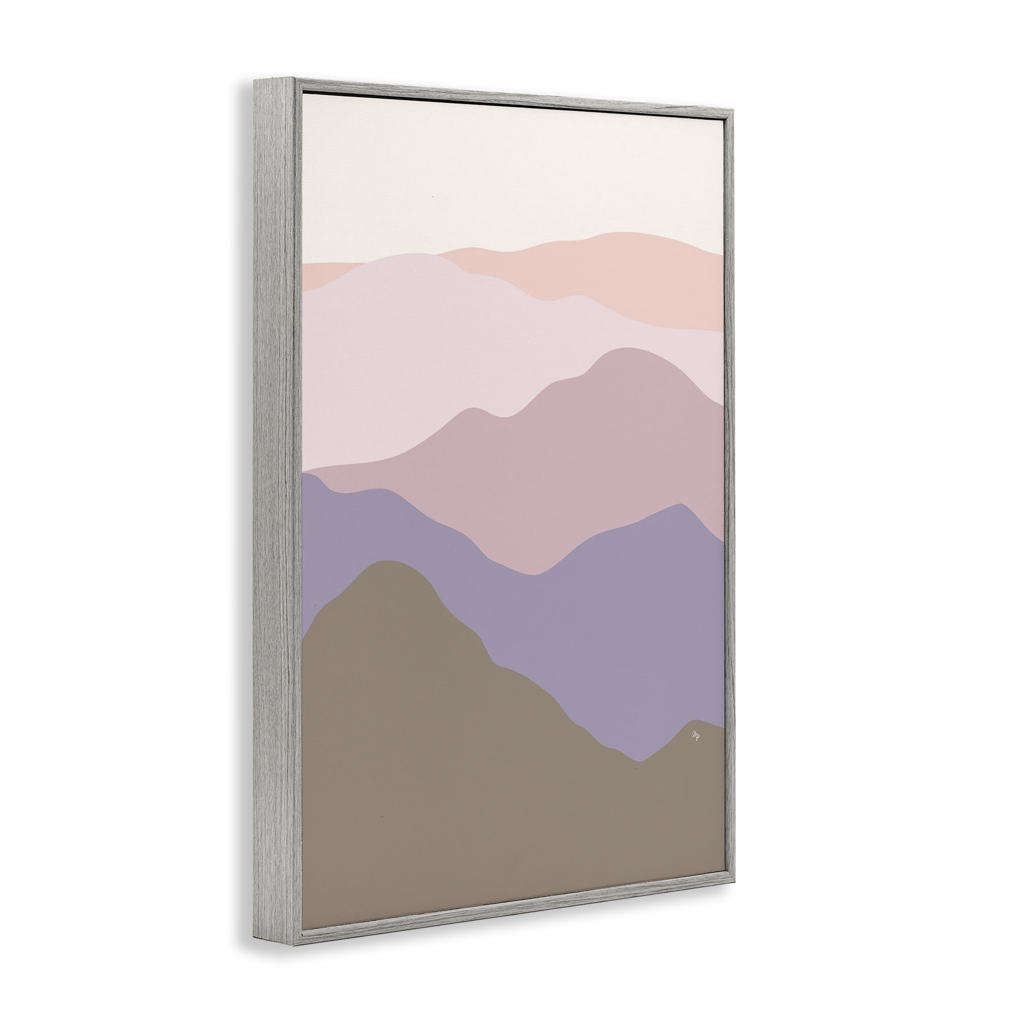 Stupell Industries Subtle Pastel Hills Landscape Painting Gray Framed Art Print Wall Art, 20 x 30