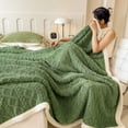 thumbnail image 4 of ROSEKIND Luxury Diamond Jacquard Sherpa Throw Blanket, Ultra Soft Reversible Fleece Bed Blanket for Couch & Sofa, Warm & Decorative, 70"x80", Sage Green, 4 of 8