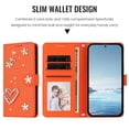 thumbnail image 6 of Leather For Apple iPhone 16 Pro Max Case Double Layered Heart-shaped Flower Flip Wallet Leather Case, Card Holder Magnetic Closure  Phone Cases Cover With Hand Strap,Orange,For iPhone 16 Pro Max, 6 of 8