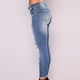 thumbnail image 4 of ICHUANYI Clearance Women's Solid Color Ripped Trousers Casual Pants With Pockets(Blue, S) ICHUANYI WER2023081200334, 4 of 9