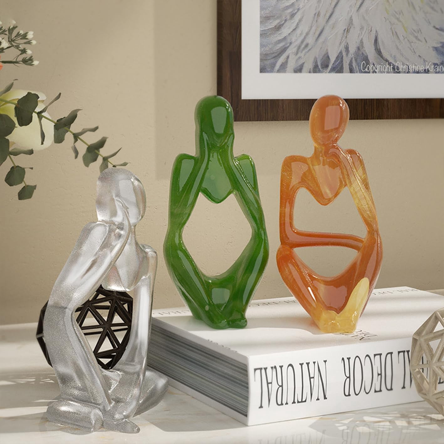 ABPETE Sculpture Mold,3Pcs Silicone Candle Molds, Art Thinker Epoxy Resin Molds Human Statues Sculptures Silicone Molds for Epoxy Resin Crafts Decorative Table Ornament